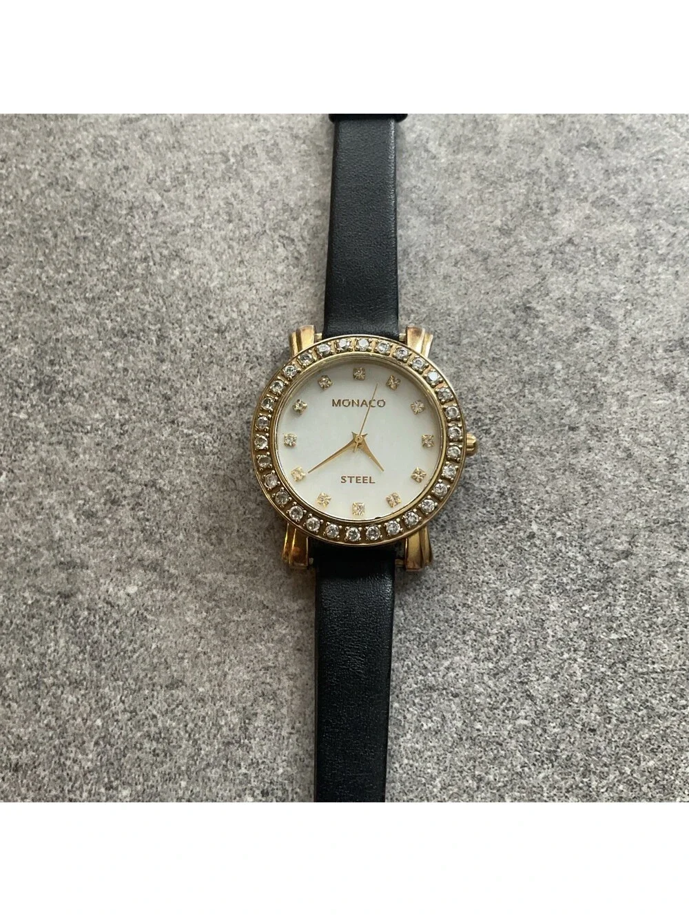 Beautiful Monaco Women’s Watch 32mm Gold Tone Case MOP Dial Leather Band D5